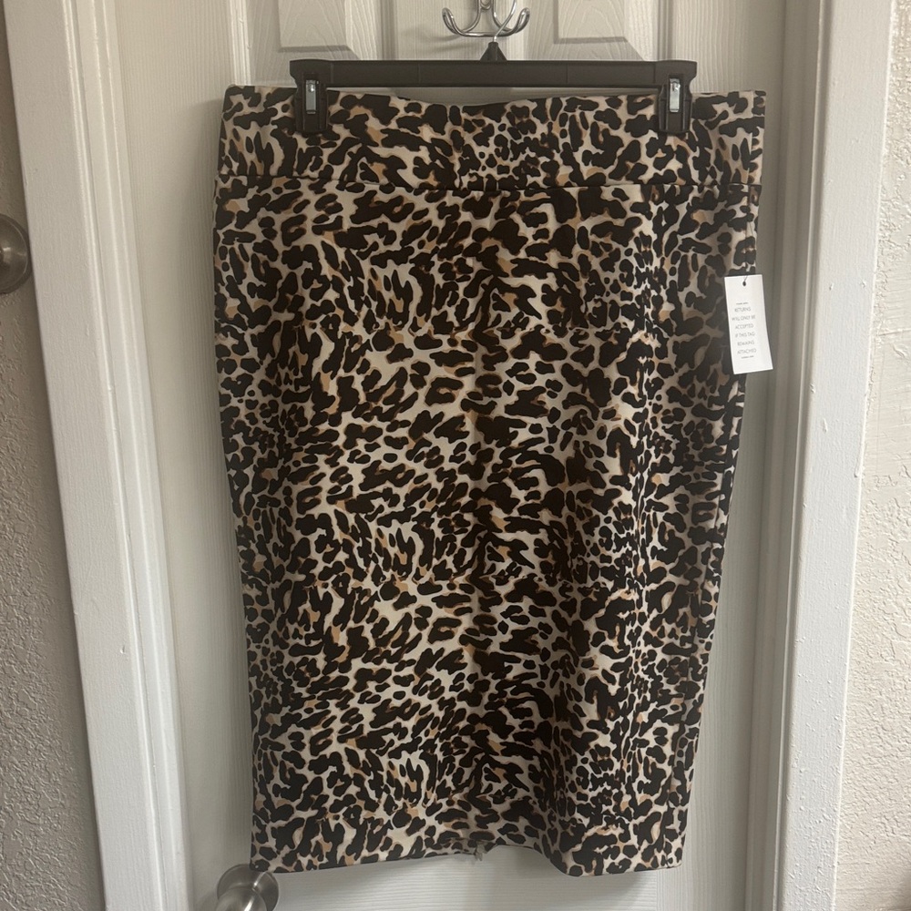Eloquii Leopard Print Pencil Skirt - Tan/Black